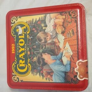 Vintage Crayola 1992 Red Tin Box with Illustration
